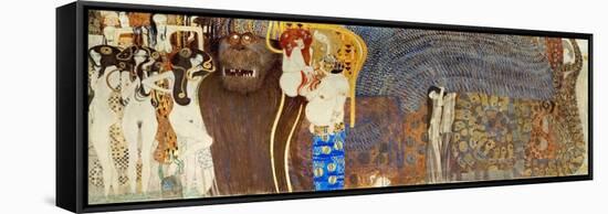 The Forces of Evil, the Three Gorgonian and Distorting Pain. Parts of the Beethoven Friesland, Oil-Gustav Klimt-Framed Stretched Canvas