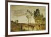 The Ford, Cows on the Edge of a Ford-Jean-Baptiste-Camille Corot-Framed Giclee Print