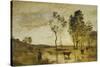The Ford, Cows on the Edge of a Ford-Jean-Baptiste-Camille Corot-Stretched Canvas
