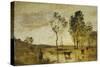 The Ford, Cows on the Edge of a Ford-Jean-Baptiste-Camille Corot-Stretched Canvas