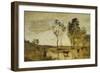 The Ford, Cows on the Edge of a Ford-Jean-Baptiste-Camille Corot-Framed Giclee Print