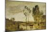 The Ford, Cows on the Edge of a Ford-Jean-Baptiste-Camille Corot-Mounted Giclee Print