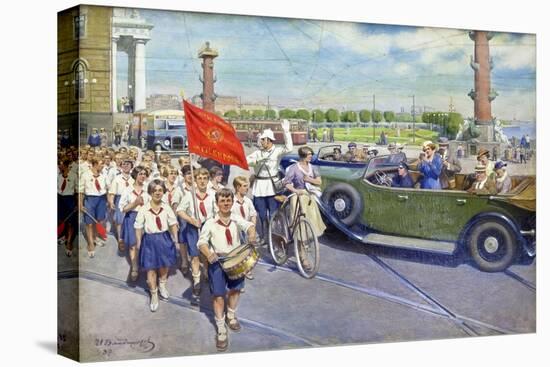 The Foreign Tourists in Leningrad, 1937 (Oil on Canvas)-Ivan Alexeyevich Vladimirov-Stretched Canvas