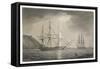 The Foremast of a Sailing Warship Anchored off the Coast is Struck by a Shaft of Lightning-null-Framed Stretched Canvas