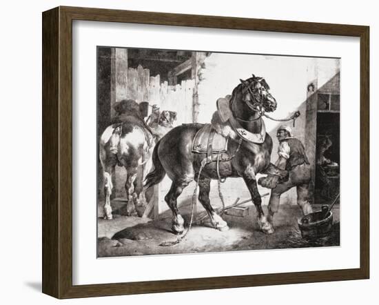 The Forge, from Etudes De Cheveaux, 1822-Théodore Géricault-Framed Giclee Print