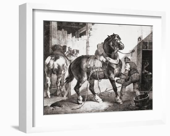 The Forge, from Etudes De Cheveaux, 1822-Théodore Géricault-Framed Giclee Print