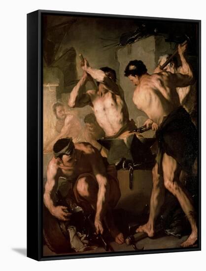 The Forge of Vulcan, C1660-Luca Giordano-Framed Stretched Canvas