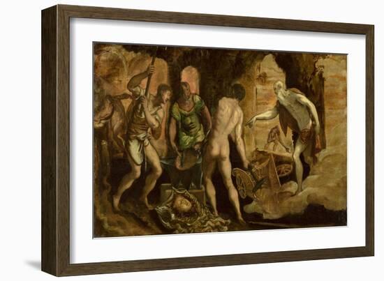 The Forge of Vulcan, circa 1544-1548 (Oil on Canvas)-Domenico Robusti Tintoretto-Framed Giclee Print