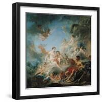 The Forge of Vulcan, or Vulcan Presenting Arms for Aeneas to Venus, Tapestry Cartoon, 1757-Francois Boucher-Framed Giclee Print