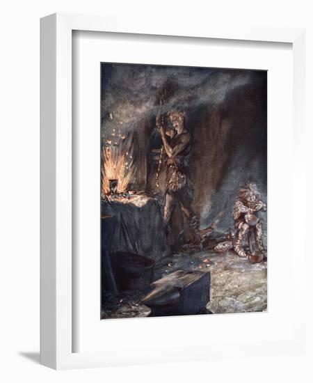 The forging of Nothung', 1924-Arthur Rackham-Framed Giclee Print