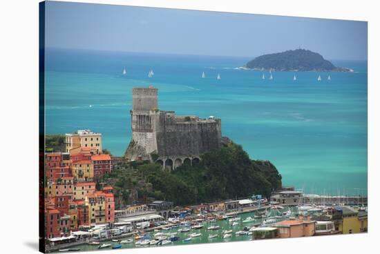 The fortress of Lerici, coast of Liguria, Italy, Europe-Don Mammoser-Stretched Canvas