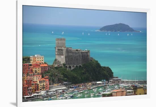 The fortress of Lerici, coast of Liguria, Italy, Europe-Don Mammoser-Framed Photographic Print