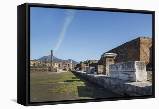 The Forum and Vesuvius Volcano, Pompeii, UNESCO World Heritage Site, Campania, Italy, Europe-Angelo Cavalli-Framed Stretched Canvas