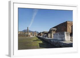 The Forum and Vesuvius Volcano, Pompeii, UNESCO World Heritage Site, Campania, Italy, Europe-Angelo Cavalli-Framed Photographic Print