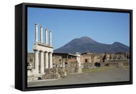 The Forum and Vesuvius Volcano, Pompeii, UNESCO World Heritage Site, Campania, Italy, Europe-Angelo Cavalli-Framed Stretched Canvas