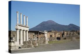 The Forum and Vesuvius Volcano, Pompeii, UNESCO World Heritage Site, Campania, Italy, Europe-Angelo Cavalli-Stretched Canvas