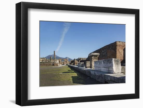 The Forum and Vesuvius Volcano, Pompeii, UNESCO World Heritage Site, Campania, Italy, Europe-Angelo Cavalli-Framed Photographic Print