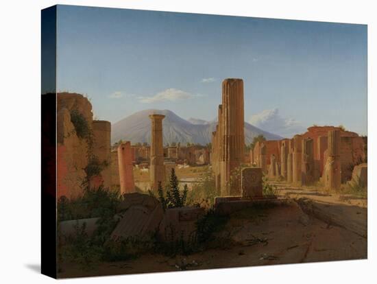 The Forum at Pompeii with Vesuvius in the Background, 1841-Christen Schiellerup Købke-Stretched Canvas