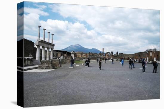 The Forum of Pompeii with Mount Vesuvius in the Background, Pompeii, Campania, Italy-Oliviero Olivieri-Stretched Canvas