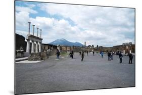 The Forum of Pompeii with Mount Vesuvius in the Background, Pompeii, Campania, Italy-Oliviero Olivieri-Mounted Photographic Print