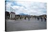 The Forum of Pompeii with Mount Vesuvius in the Background, Pompeii, Campania, Italy-Oliviero Olivieri-Stretched Canvas