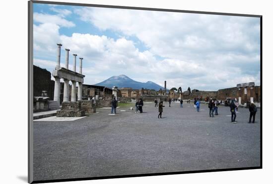 The Forum of Pompeii with Mount Vesuvius in the Background, Pompeii, Campania, Italy-Oliviero Olivieri-Mounted Photographic Print