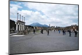 The Forum of Pompeii with Mount Vesuvius in the Background, Pompeii, Campania, Italy-Oliviero Olivieri-Mounted Photographic Print