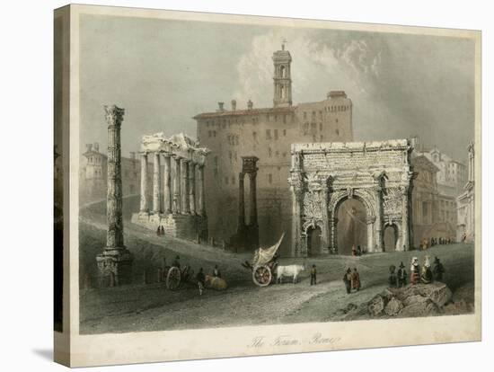 The Forum- Rome, Italy-W.H. Bartlett-Stretched Canvas