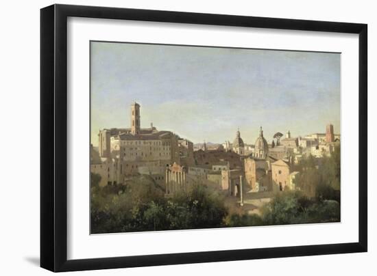 The Forum Seen from the Farnese Gardens, Rome, 1826-Jean-Baptiste-Camille Corot-Framed Giclee Print