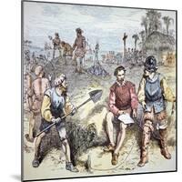 The Founding of St. Augustine in Florida by the Spanish in 1565 (Colour Litho)-American-Mounted Giclee Print