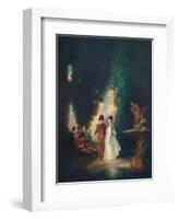 'The Fountain', c18th century, (1911)-Jean-Antoine Watteau-Framed Giclee Print