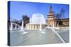 The fountain frames the ancient Sforza Castle, Milan, Lombardy, Italy, Europe-Roberto Moiola-Stretched Canvas