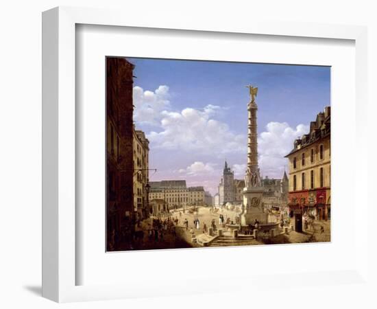 The Fountain in the Place Du Chatelet, Paris, 1810-Etienne Bouhot-Framed Giclee Print