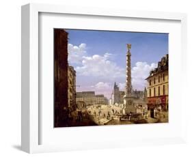 The Fountain in the Place Du Chatelet, Paris, 1810-Etienne Bouhot-Framed Giclee Print