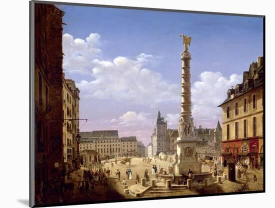 The Fountain in the Place Du Chatelet, Paris, 1810-Etienne Bouhot-Mounted Giclee Print
