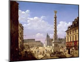 The Fountain in the Place Du Chatelet, Paris, 1810-Etienne Bouhot-Mounted Giclee Print