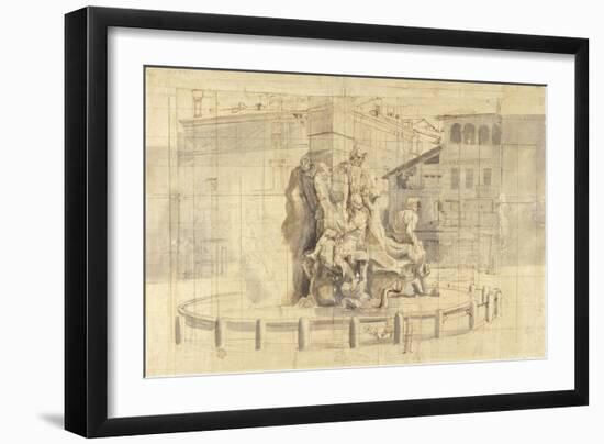 The Fountain of the Four Rivers in Piazza Navona, Rome-Gaspar van Wittel-Framed Art Print