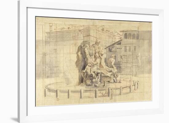 The Fountain of the Four Rivers in Piazza Navona, Rome-Gaspar van Wittel-Framed Art Print