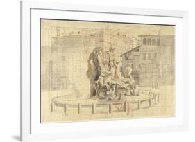 The Fountain of the Four Rivers in Piazza Navona, Rome-Gaspar van Wittel-Framed Premium Giclee Print