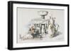 The Fountain of the Lions, Vignette from 'sketches and Drawings of the Alhambra', 1835 (Litho)-John Frederick Lewis-Framed Giclee Print