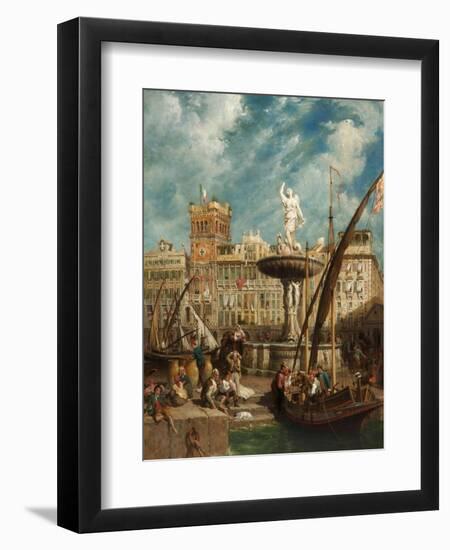 The Fountain, Port of Genoa, Italy, 1855-William Parrott-Framed Giclee Print