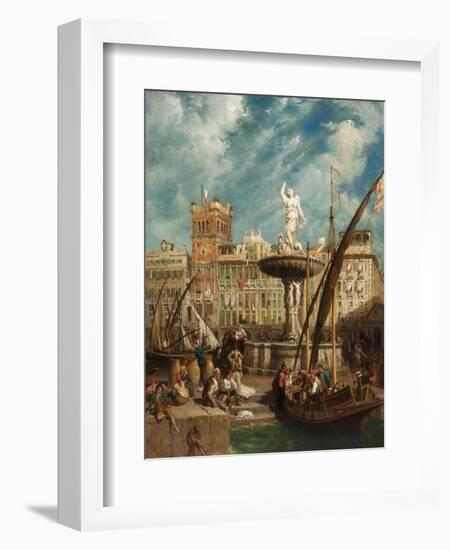 The Fountain, Port of Genoa, Italy, 1855-William Parrott-Framed Giclee Print