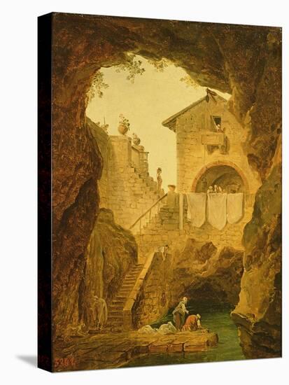 The Fountain under the Grotto-Hubert Robert-Stretched Canvas