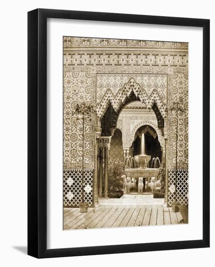 The Fountains Playing in the Courtyard of the Alhambra Court C.1859 (B/W Photo)-Philip Henry Delamotte-Framed Giclee Print