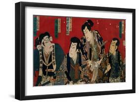 The Four Actors of the Kabuki's Theater-Kuniyoshi Utagawa-Framed Premium Giclee Print