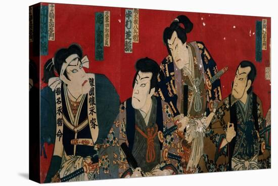 The Four Actors of the Kabuki's Theater-Kuniyoshi Utagawa-Stretched Canvas