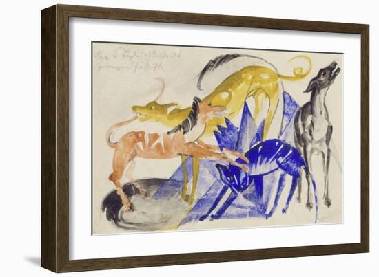 The Four Canine Companions of Prince Jussuf, 1914-Franz Marc-Framed Giclee Print