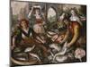 The Four Elements: a Fishmonger's Stall in a Town with the Miraculous Draught of Fishes Beyond -…-Joachim Beuckelaer-Mounted Giclee Print