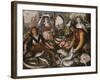 The Four Elements: a Fishmonger's Stall in a Town with the Miraculous Draught of Fishes Beyond -…-Joachim Beuckelaer-Framed Giclee Print