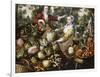 The Four Elements: A Greengrocer's Stall with the Flight Into Egypt Beyond-Joachim Beuckelaer-Framed Giclee Print